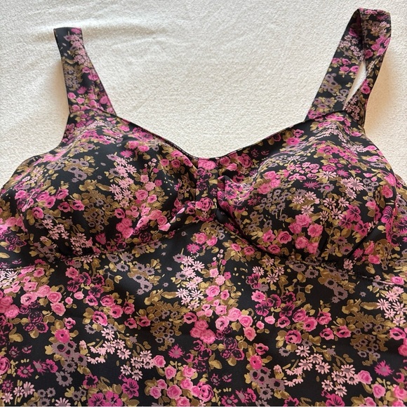 VTG Karen Stevens Slip Dress Babydoll Black Floral romantic fairy Milkmaid Sz10 - Picture 6 of 13